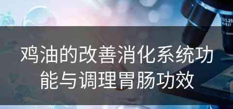 鸡油的改善消化系统功能与调理胃肠功效